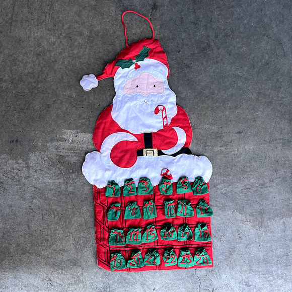 Vintage L'Art Christmas Advent Calendar Fabric Santa Claus 90s 24 pockets‎ kids - Picture 1 of 7